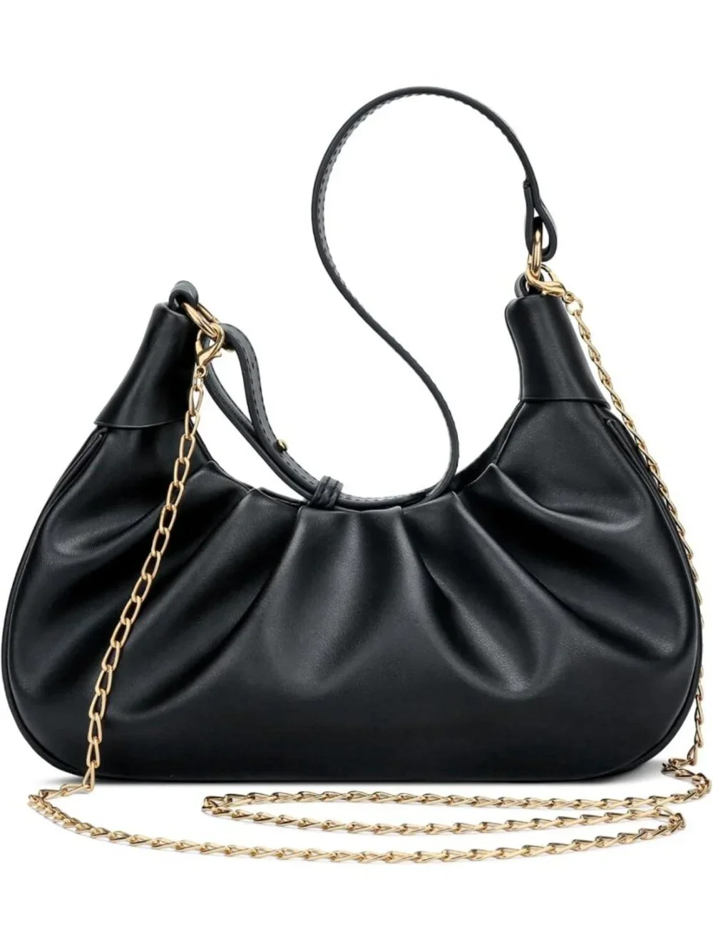 Crescent Ruched Mini Hobo Bag - Stylish Underarm Purse for Women, Chic Shoulder